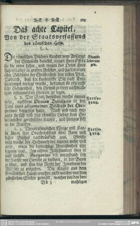 Das achte Capitel, Von der Staatsverfassung des römischen Hofs