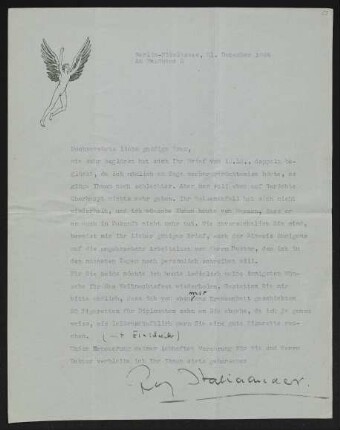 Brief von Rolf Italiaander an Margarete Hauptmann