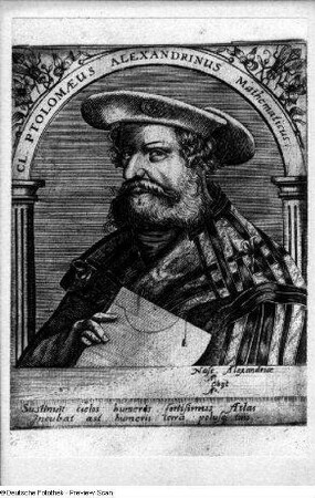 Claudius Ptolomaeus. Lichtdruck nach Kupferstich (Frontispiz; 16. Jh.)