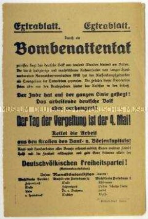 Aufruf der Deutschvölkischen Freiheitspartei zur Reichstagswahl am 4. Mai 1924