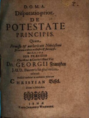 Disp. prior de potestate principis