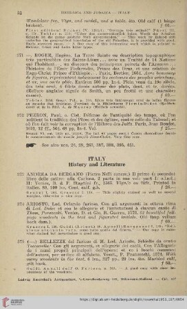 Italy. History and Literature (No. 373 - 385)