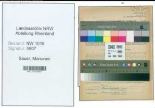 Entnazifizierung Marianne Sauer , geb. 20.07.1903 ()