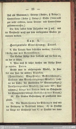 Cap. 2. Horizontale Einrichtung; Tracé