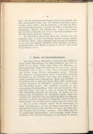 I. Gelenk- und Knochentuberkulosen.