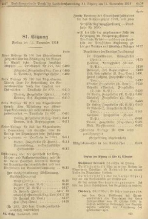 81. Sitzung. Freitag den 14. November 1919
