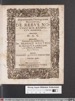Disputationum Theologicarum Decima Nona, De Rebus Novissimis Respectu Hominis