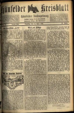 Zweite Ausgabe vom Samstag, den 14. April 1928.