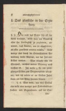 I. Das physische in der Erziehung