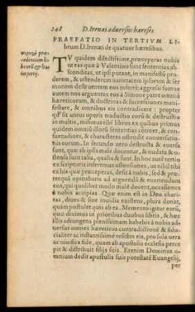 Praefatio In Tertium Librum D. Irenaei de quatuor haeresibus.