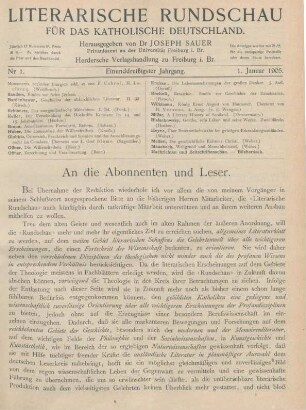 1-4 An die Abonnenten und Leser
