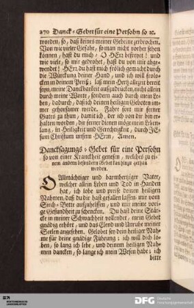 Dancksagungs-Gebet für eine Persohn so von einer Kranckheit genesen...