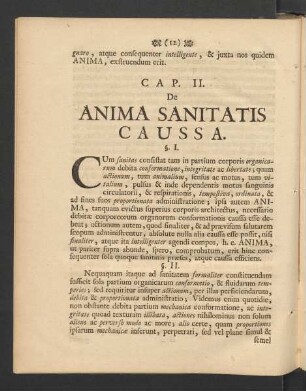 Cap. II. De Anima Sanitatis Caussa