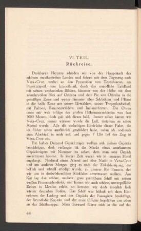 VI. Teil. - Rückreise.