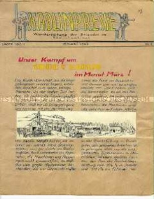 Handgeschriebener und -gezeichneter Entwurf (Druckvorlage?) für eine Zeitung aus einem Kriegsgefangenenlager in der Sowjetunion