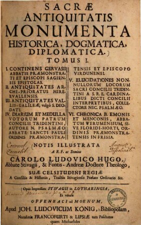 Sacrae Antiquitatis Monumenta Historica, Dogmatica, Diplomatica, 1