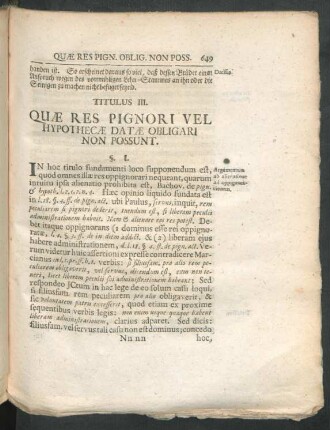 Titulus III. Quae Res Pignori Vel Hypothecae Datae Obligari Non Possunt