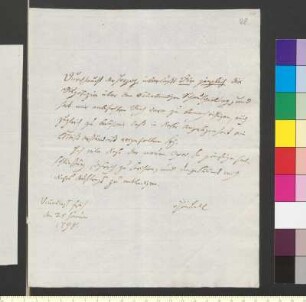Brief von Einsiedel-Scharfenstein, Friedrich Hildebrand von an Goethe, Johann Wolfgang von