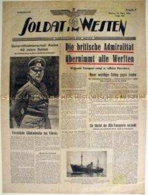 Kriegszeitung "Soldat im Westen", u.a. zum 40jährigen Dienstjubiläum von Generalfeldmarschall Keitel