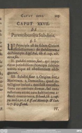 Caput XXVII. De Parentibus seu Subditis.