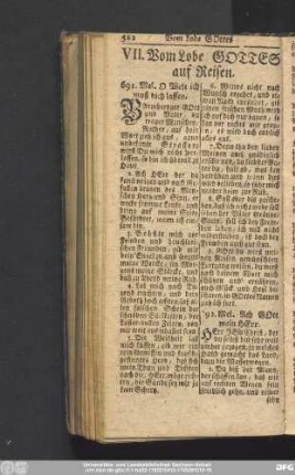 VII. Vom Lobe Gottes auf Reisen.