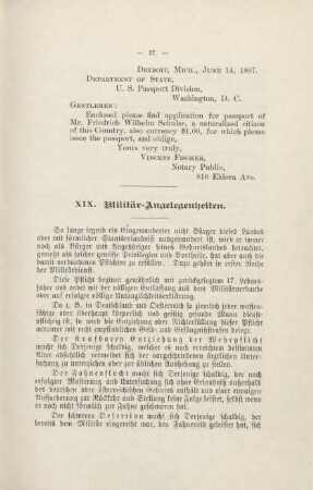 XIX. Militär-Angelegenheiten