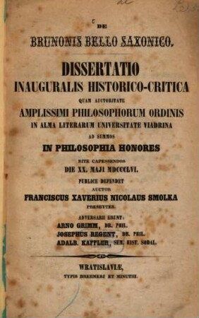 De Brunonis bello Saxonico : dissertatio inauguralis historico-critica