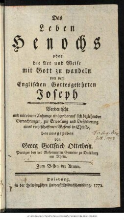 Das Leben Henochs oder die Art und Weise mit Gott zu wandeln