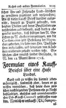 2. Kauff-Brieff über eine Hufe Landes.