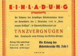Einladung zu einem Tanzvergnügen nach einem freiwilligen Arbeitseinsatz