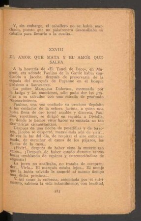 XXVIII - El amor que mata y el amor que salva