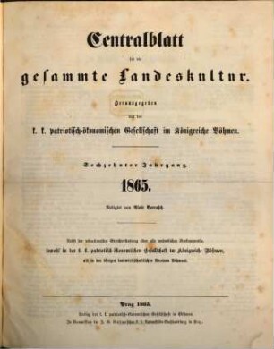 Centralblatt für die gesammte Landeskultur. 16. 1865