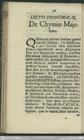 Lectio Prooemialis De Chymiae Majestate