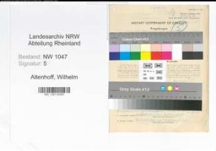 Entnazifizierung Wilhelm Altenhoff , geb. 15.07.1890 (Schlosser)