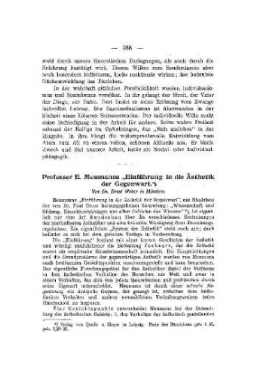 Professor E. Meumanns "Einführung in die Ästhetik der Gegenwart"