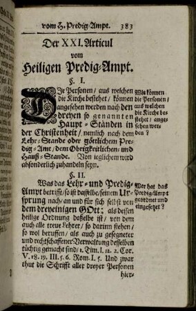 Der XXI. Articul vom Heiligen Predig-Ampt