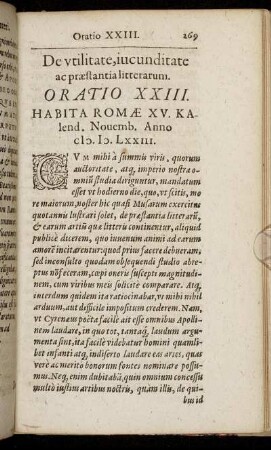 De utilitate, iucunditate ac præstantia litterarum. Oratio XXIII.