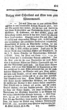 Auszug eines Schreibens aus Kleve vom 9ten Wintermonats. - Auszug eines Schreibens aus Mannheim.