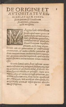 De Origine Et Autoritate Verbi Dei, Et Quae Pontificum, patrum et Conciliorum sit autoritas, admonitio valde necessaria.