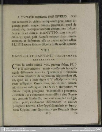 VIIII. Manutii Et Panvinii Paroramata Refelluntur