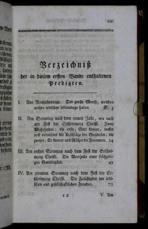 Verzeichniß der in diesem ersten Bande enthaltenen Predigten.