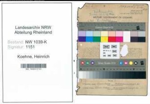 Entnazifizierung Heinrich Koehne , geb. 23.06.1895 (Bahnarbeiter)