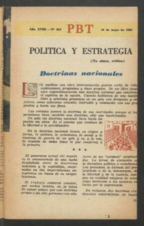 Doctrinas nacionales : Política y estrategia - (No ataco, crítico)