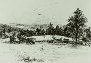 Landschaft mit Mähdrescher