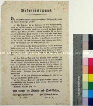 Bekanntmachung der Huldigungszeremonie für den König Jerome von Westphalen Hannover, 3. Mai 1810