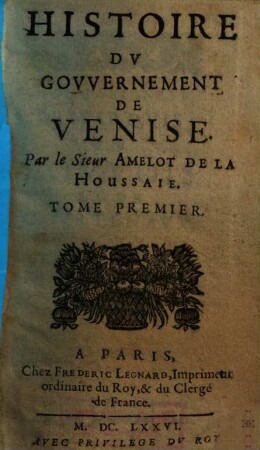 Histoire du gouvernement de Venise, 1