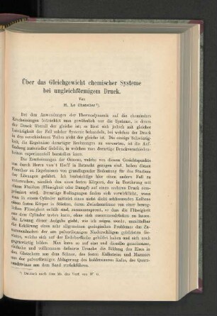 Über das Gleichgewicht chemischer Systeme bei ungleichförmigem Druck.
