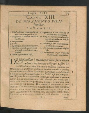 Caput XIII. De Iuramento Filiifamilias.