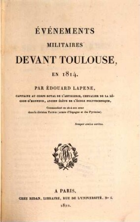 Événements militaires devant Toulouse en 1814