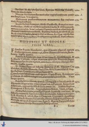 Historici Et Geographici Libri.